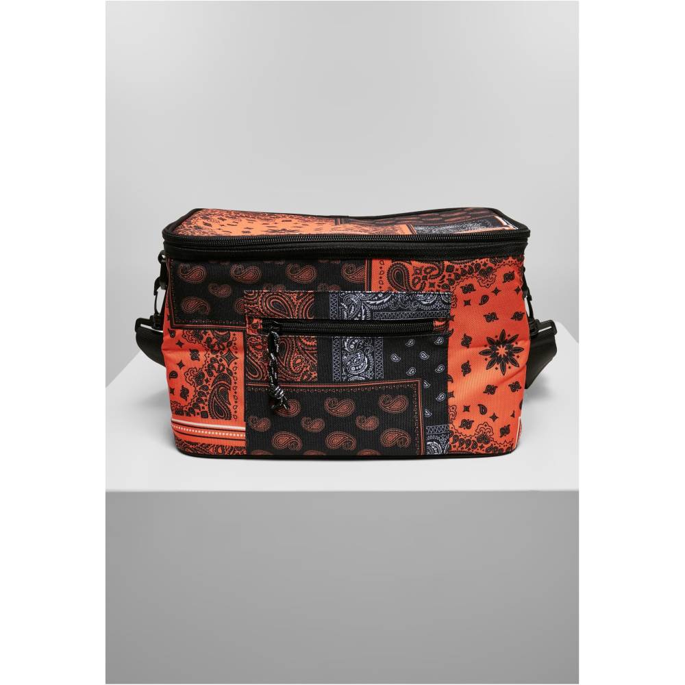 Urban Classics - Bandana Patchwork Print Insulated lunch bag - Black/Orange